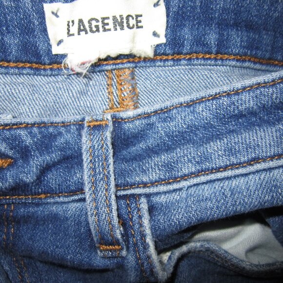 L'Agence 29 Bell Bottom Fit Flare Jeans Stretch Blue Denim High Rise Authentique - Picture 3 of 4